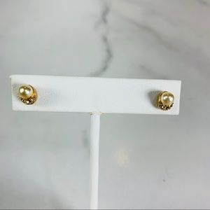 Dainty Pearl Rhinestone Stud Post Earrings